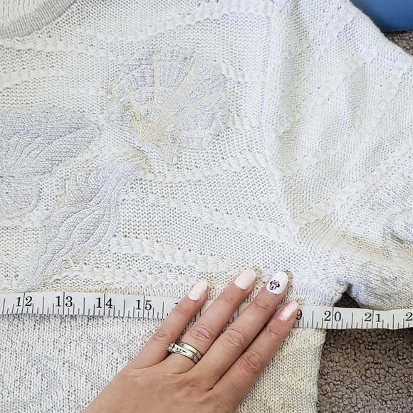 Vintage grandmacore cottagecore knit mermaid short sleeve sea medium large - Picture 4 of 12